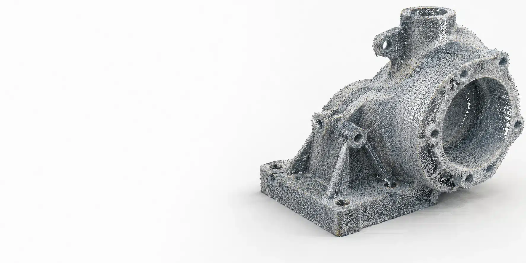 Illustration av ett gjutet hus som punktmoln från en 3D-skanning.